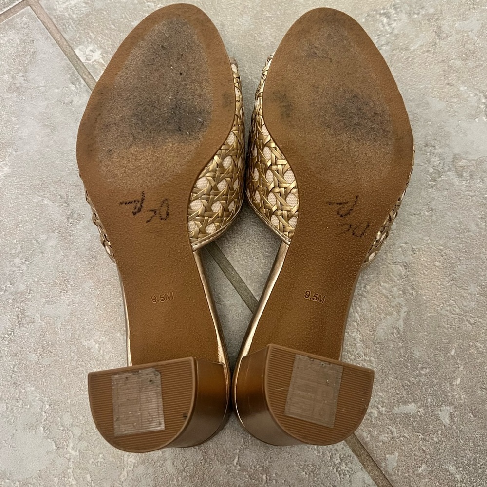 Jack Rogers Women’s Merrain Cane Gold Block Heels Size 9.5 match Lilly Pulitzer - Picture 8 of 9